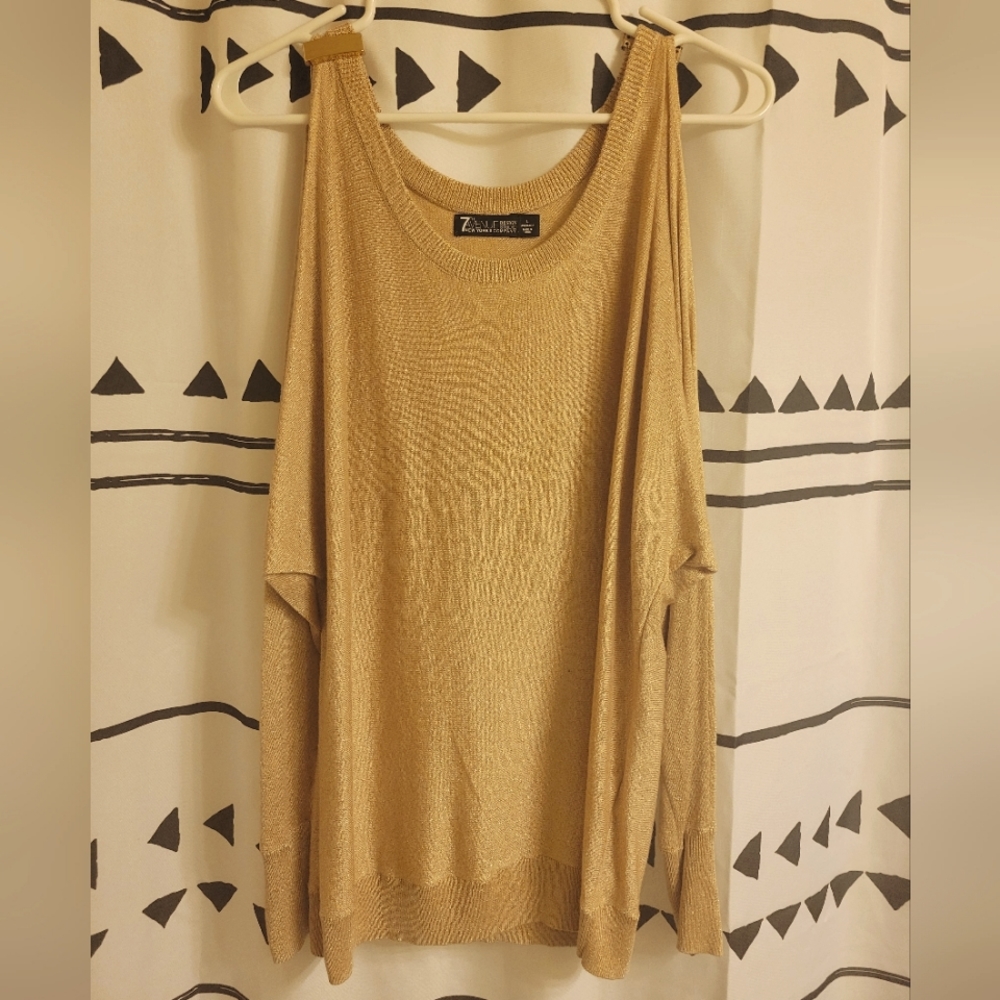 Gold Sparkling Colder Shoulder Sweater